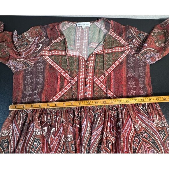 Gibson Latimer Maxi Sheer Long Sleeve Blouson Dress Womens Small Boho - Picture 5 of 12